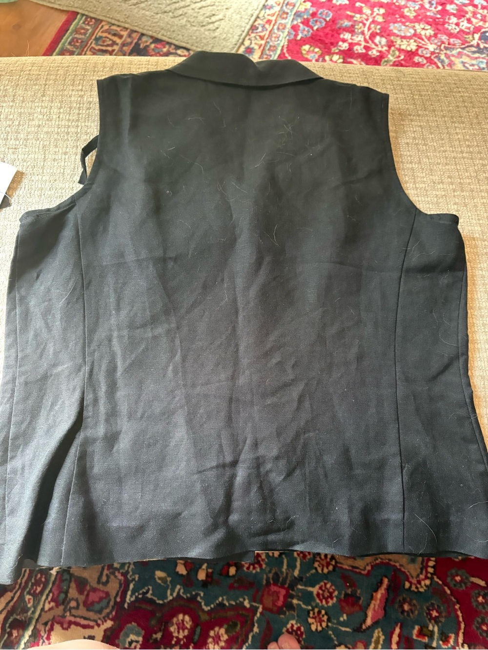 Positive Attitude Black Linen-Blend Button-Up Vest - Picture 5 of 5